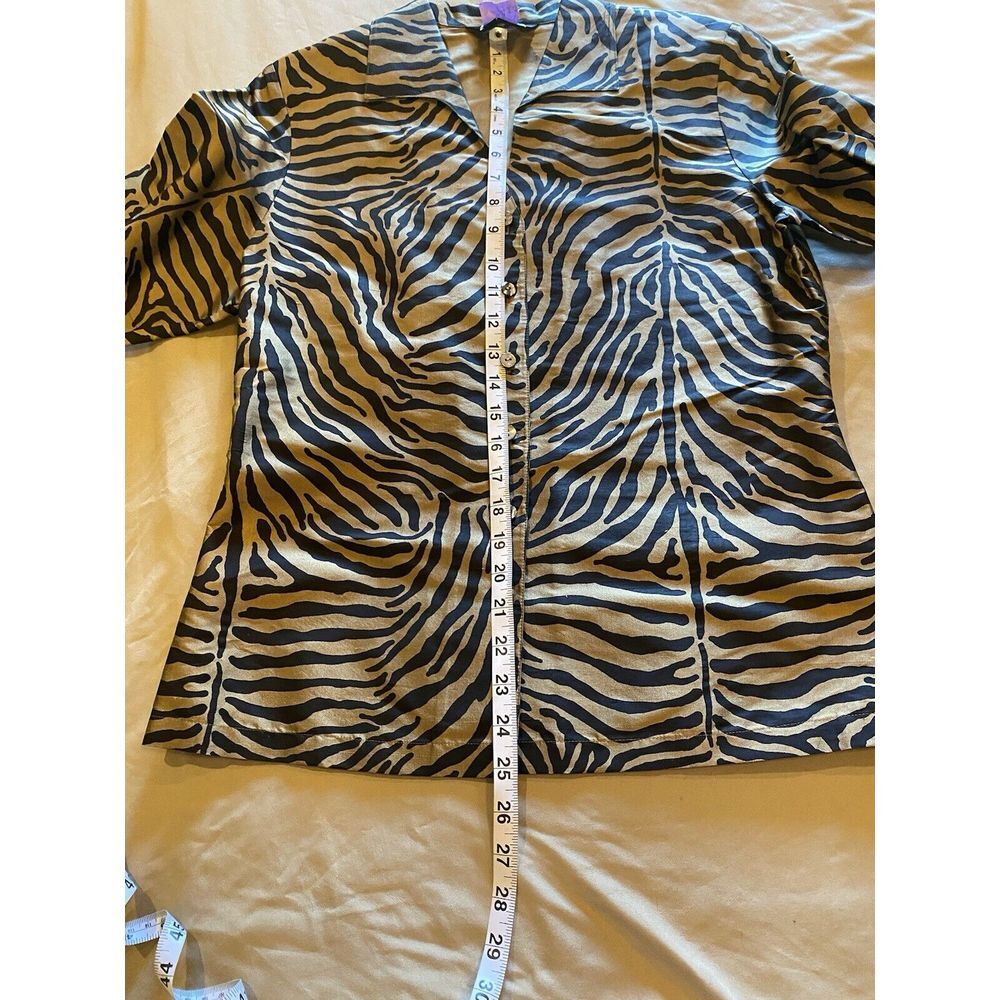 Ann May 100% Silk Zebra Stripe 2Pc Sleeveless Top & ButtonUp Shirt‎ Jacket Small - Picture 4 of 8